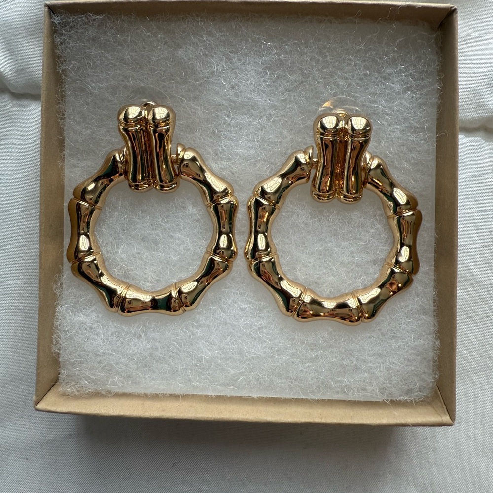 Material Girl Gold Bamboo Hoop Earrings